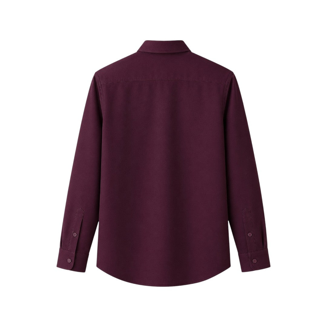 Wild Angels Boutique Men's Premium Burgundy Casual Button-Up Shirt