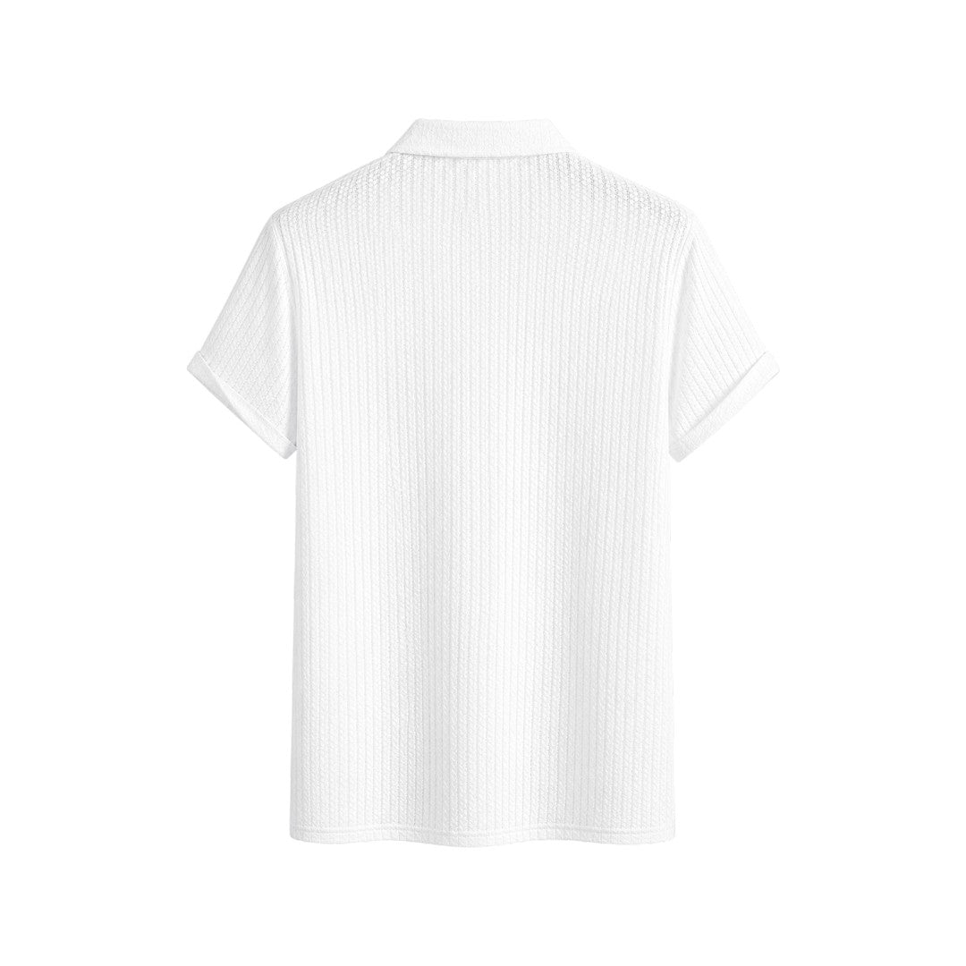 Wild Angels Boutique Men's Premium White Knit Polo Shirt