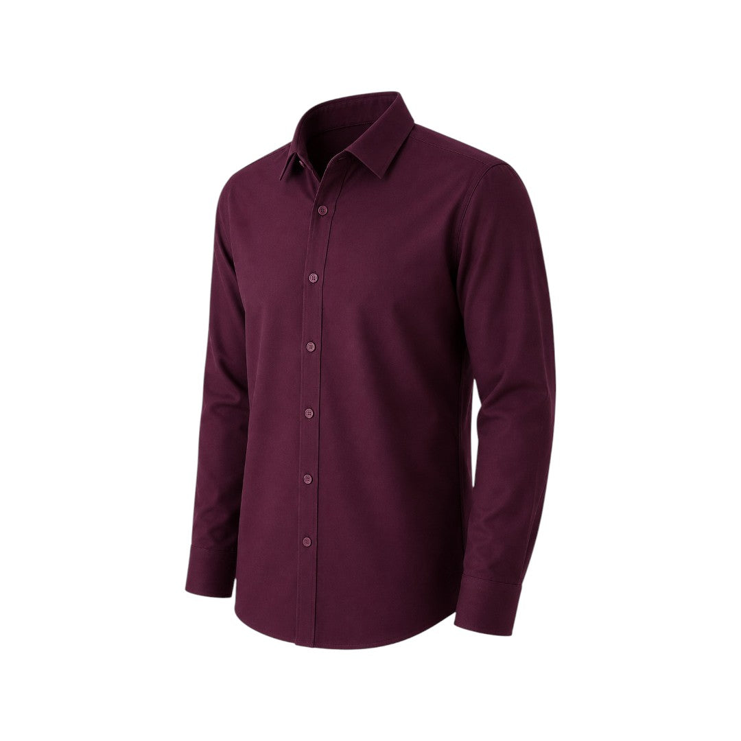 Wild Angels Boutique Men's Premium Burgundy Casual Button-Up Shirt