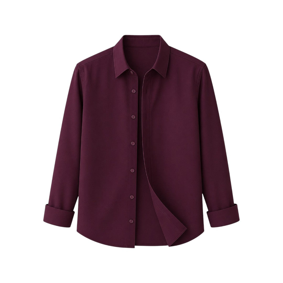 Wild Angels Boutique Men's Premium Burgundy Casual Button-Up Shirt
