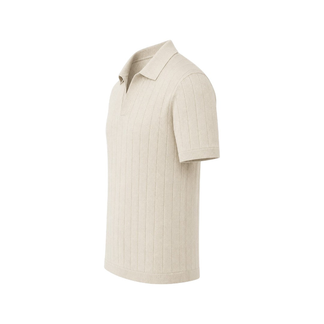 Wild Angels Boutique Men's Premium Cream Knit Polo Shirt