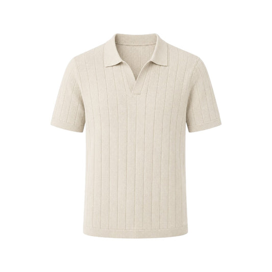 Wild Angels Boutique Men's Premium Cream Knit Polo Shirt
