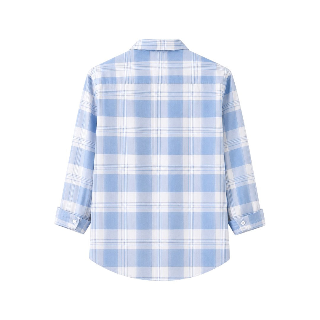 Wild Angels Boutique Men's Premium Sky Blue Plaid Casual Button-Up Shirt