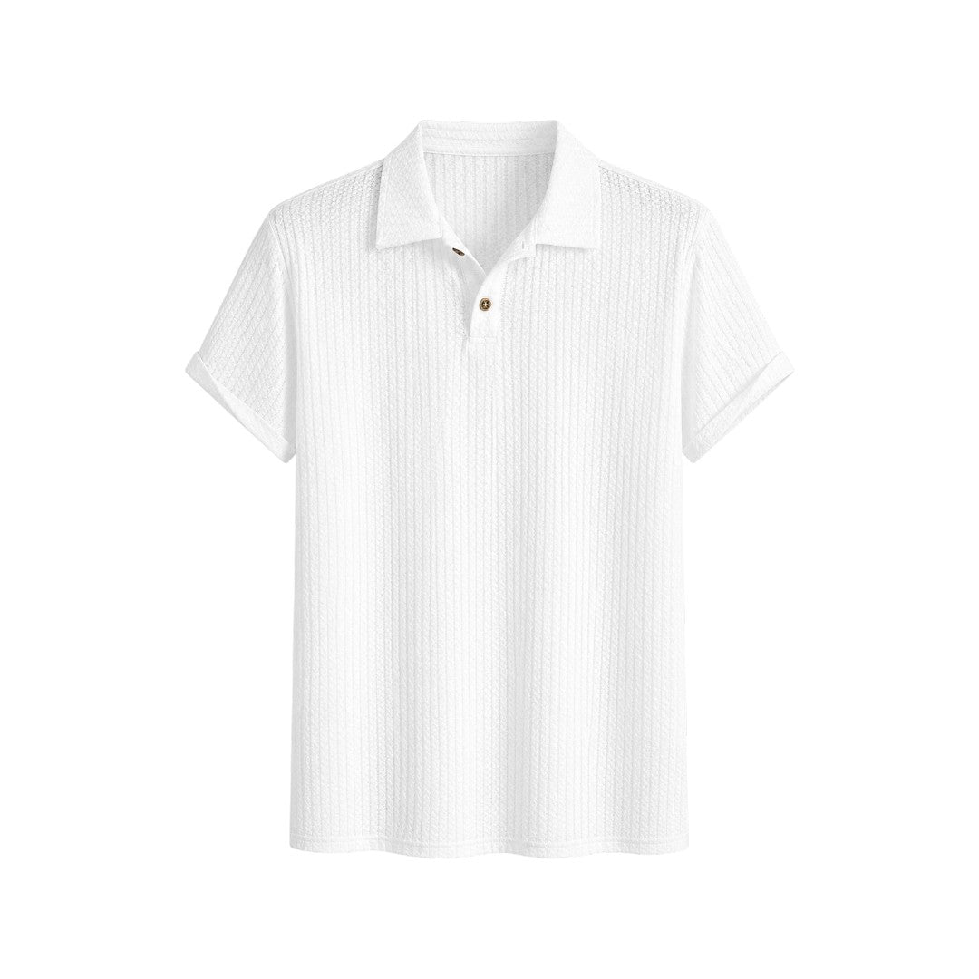 Wild Angels Boutique Men's Premium White Knit Polo Shirt