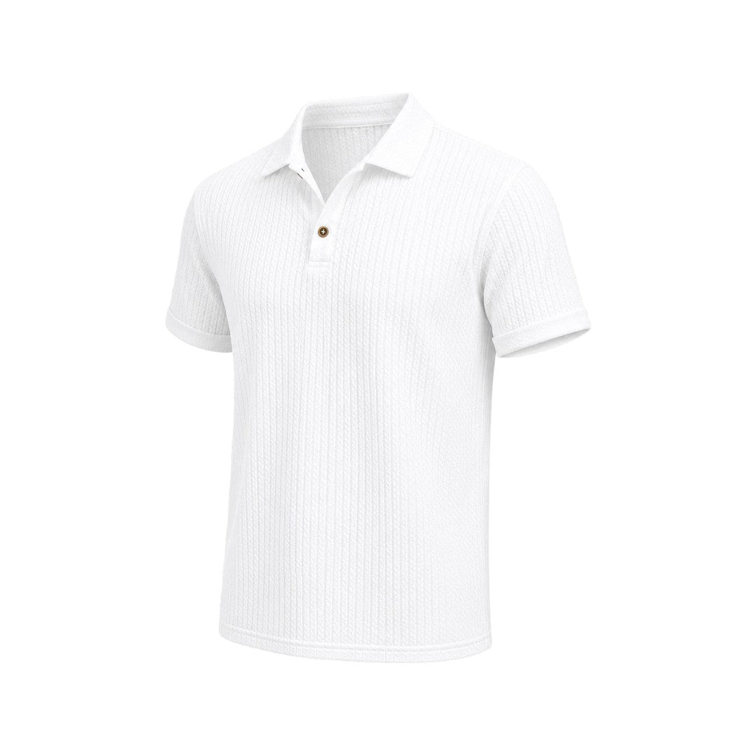 Wild Angels Boutique Men's Premium White Knit Polo Shirt